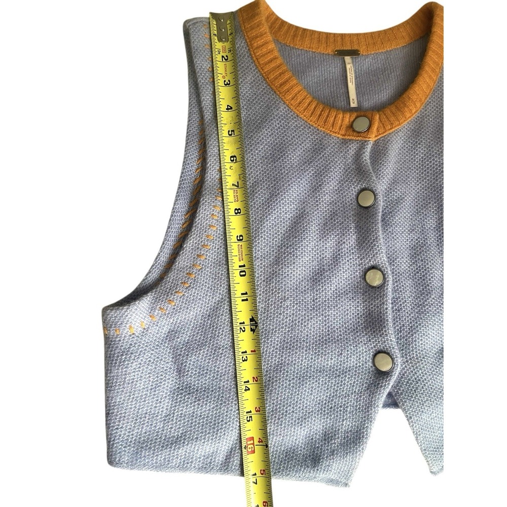 Free People Sammi‎ Cashmere Knit Sweater Vest Periwinkle Blue Pastel Retro Indie - Picture 16 of 16